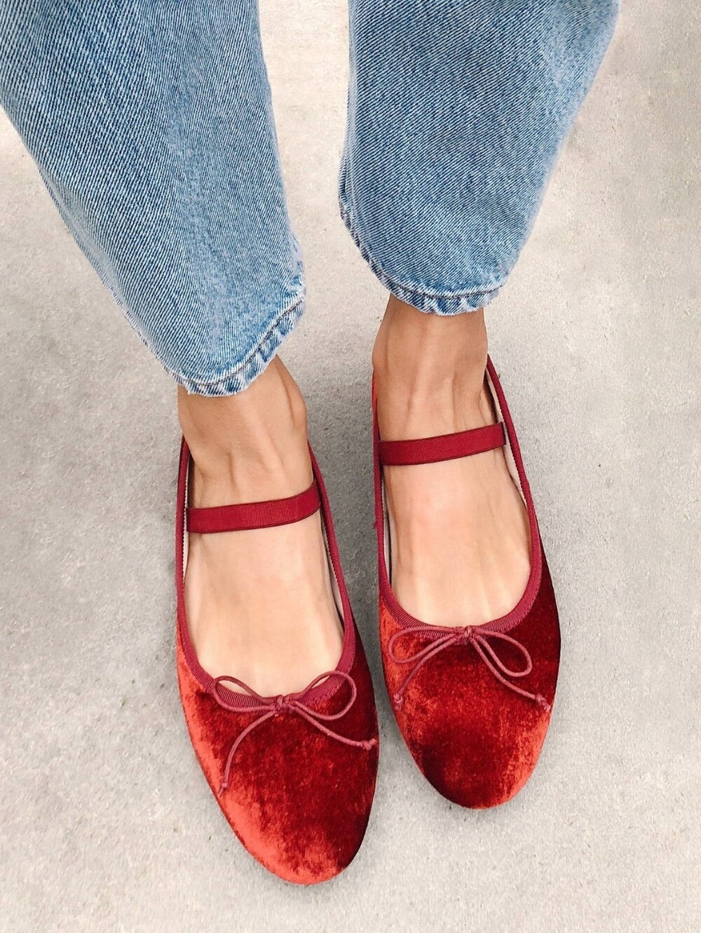 Loeffler Randall Leonie Red Velvet Ballet Flat Maryjane 8M